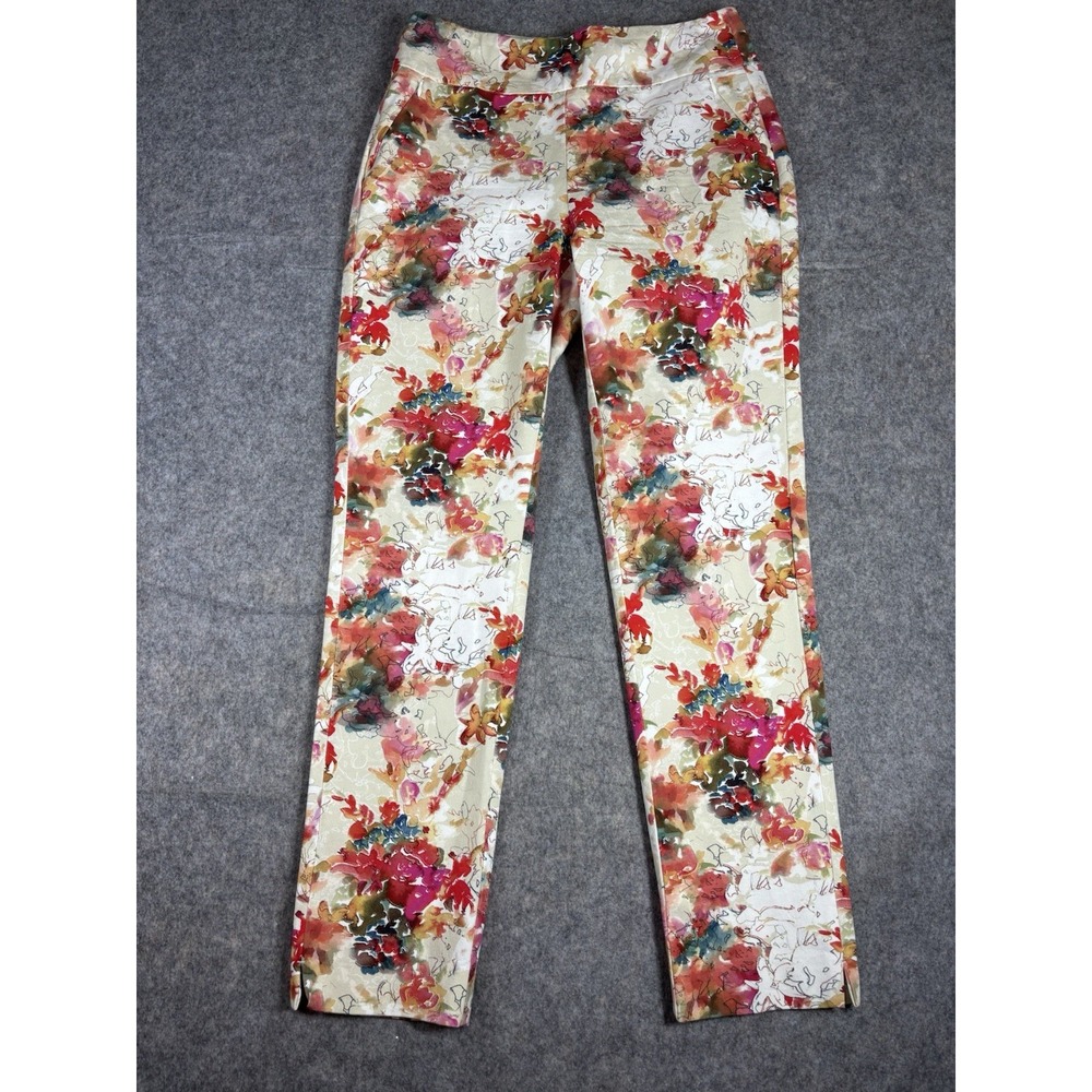 Soft Surroundings Pants Womens S Superla Stretch Watercolor Floral Art To Wear